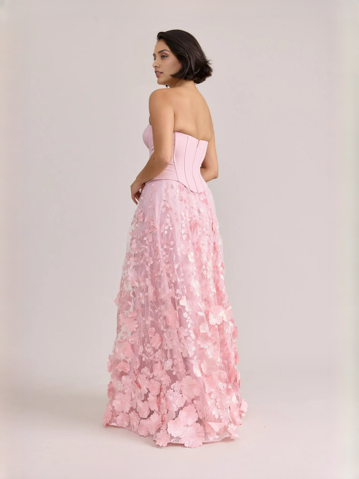 Light Pink floor-length prom dress, alternate view showing the dress shape and hem