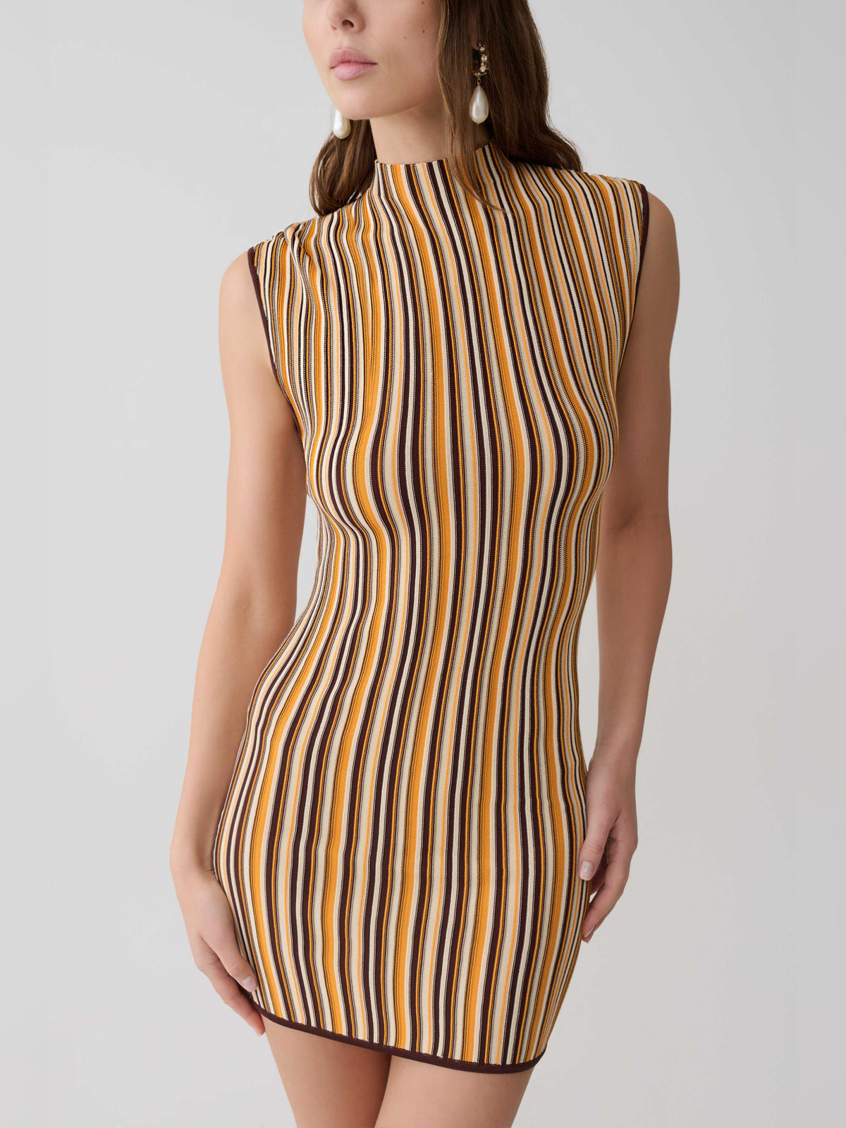 Chocolate mini homecoming dress, alternate view showing the dress shape and hem