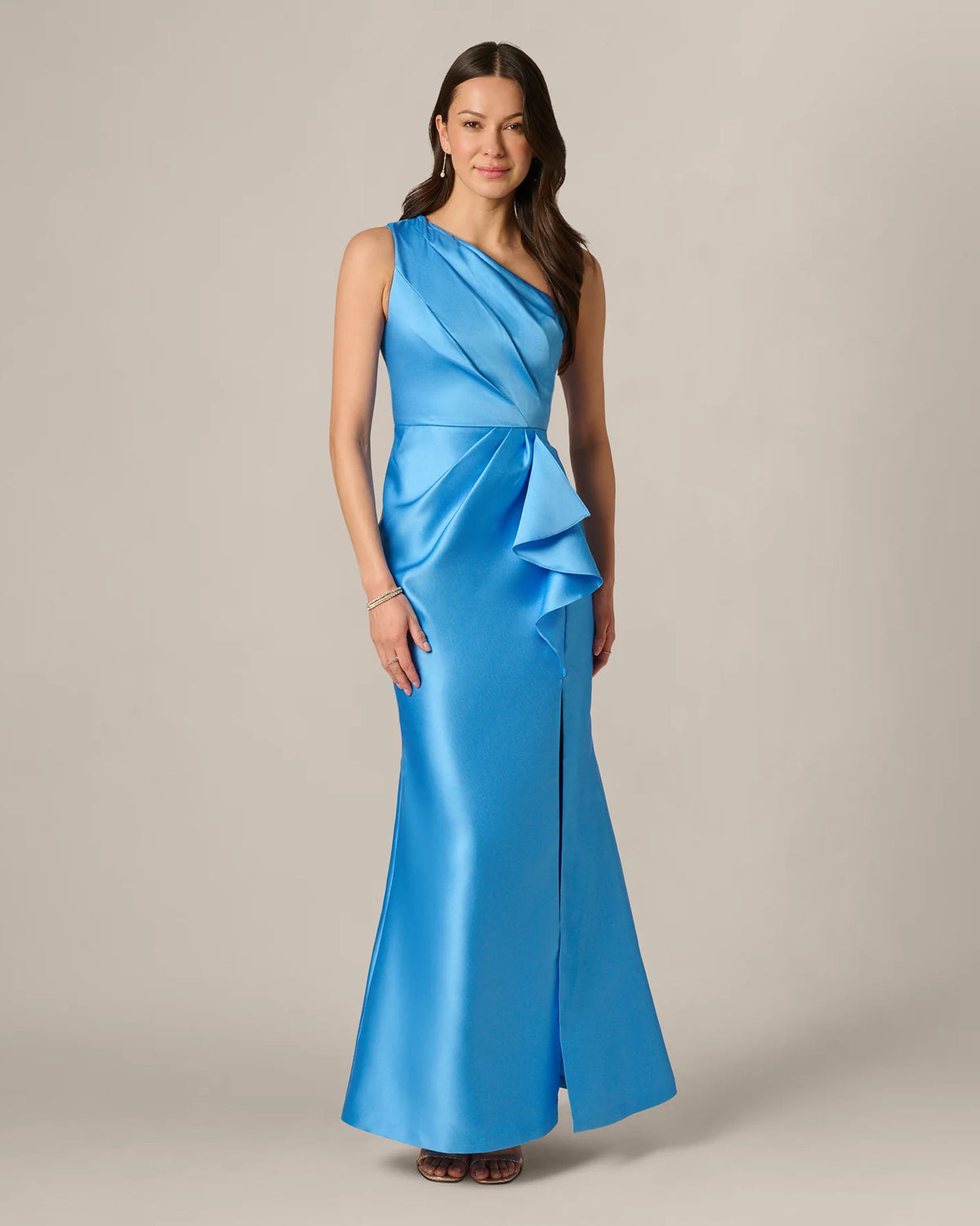 one-shoulder a-line maxi mother of the bride dress - image 3