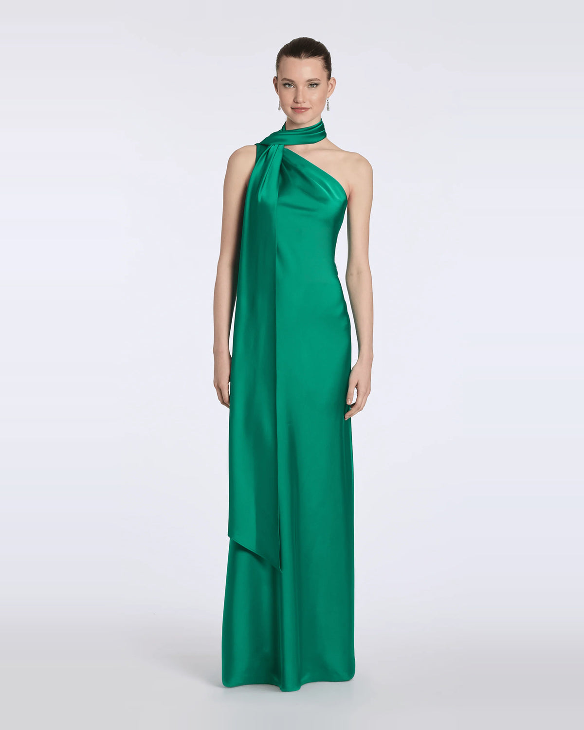 asymmetrical neck column maxi prom dress - image 3