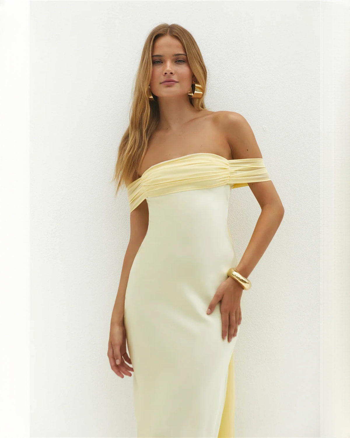 strapless satin a-line maxi bridesmaid dress - image 3