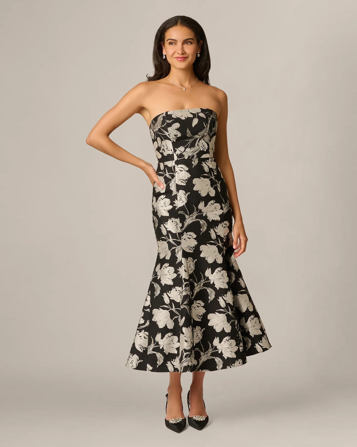 strapless a-line maxi mother of the bride dress - image 3