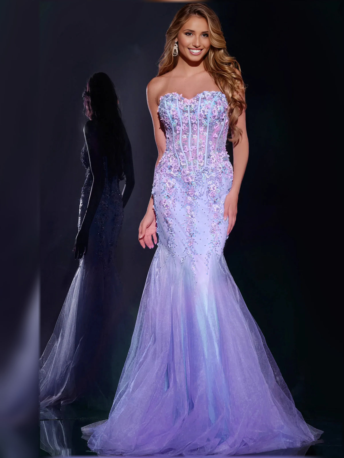 Lilac mermaid floor-length formal dress with sequins, alternate view