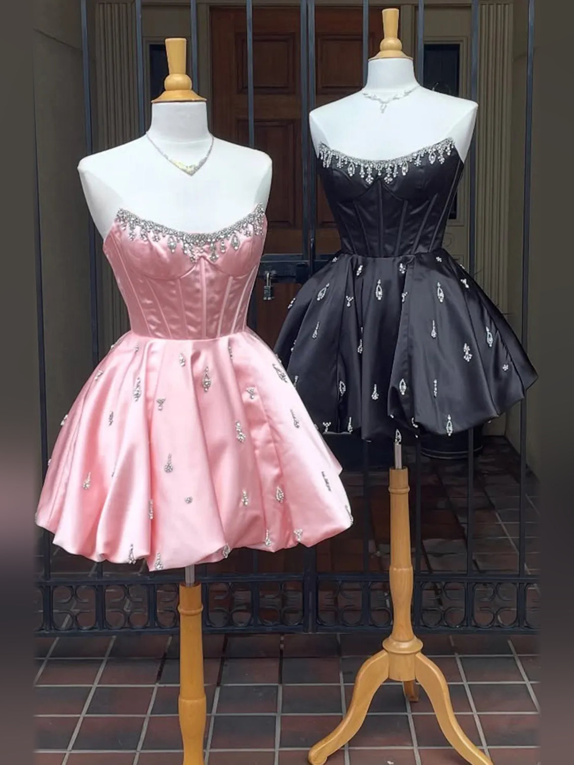 White mini homecoming dress, alternate view showing the dress shape and hem
