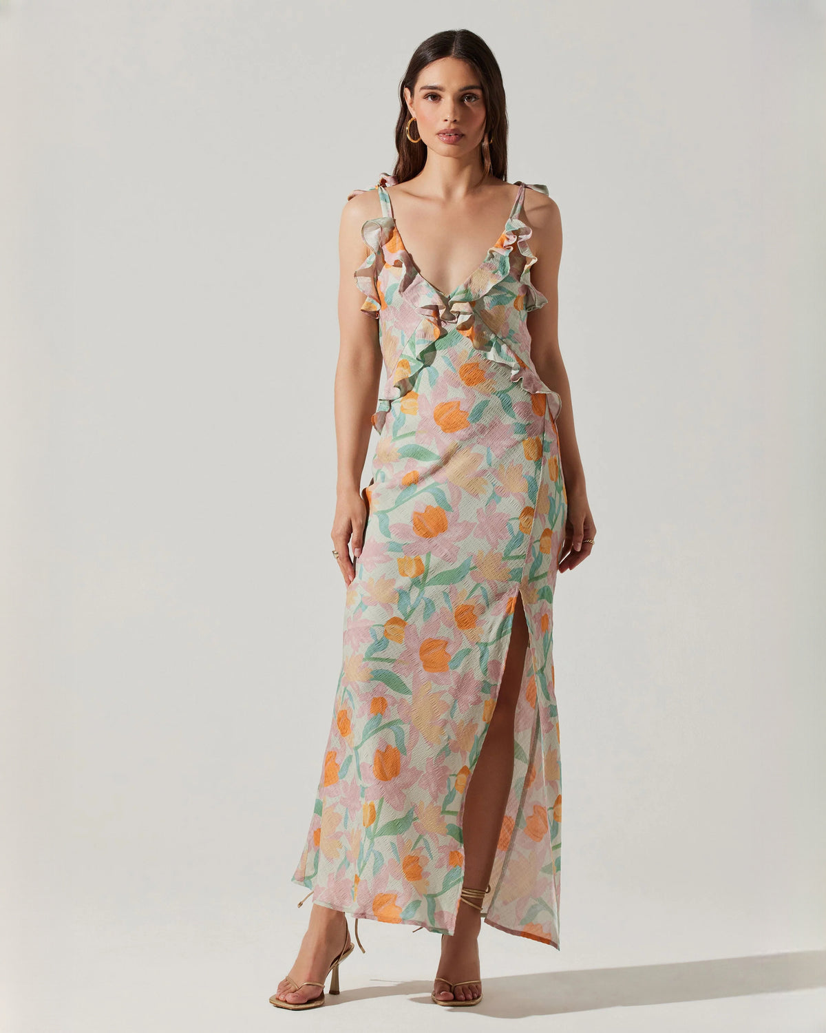 sleeveless satin a-line maxi bridesmaid dress - image 3
