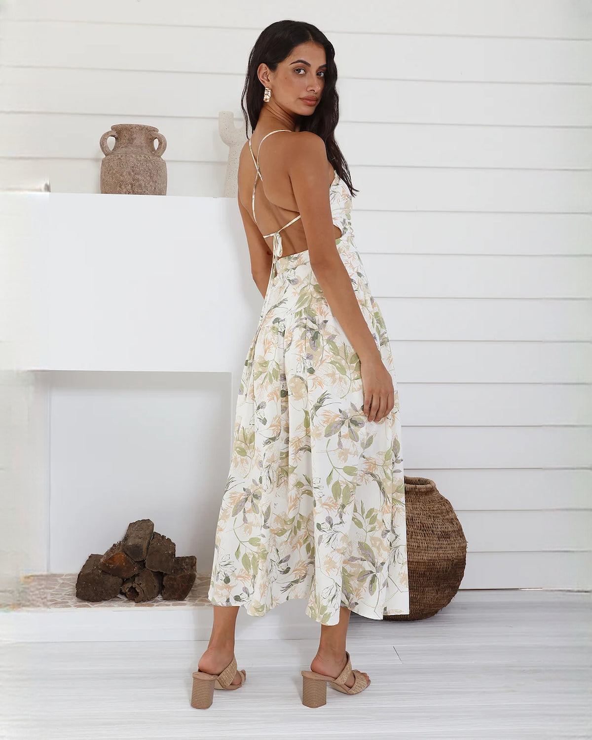 sleeveless structured satin a-line maxi bridesmaid dress - image 3