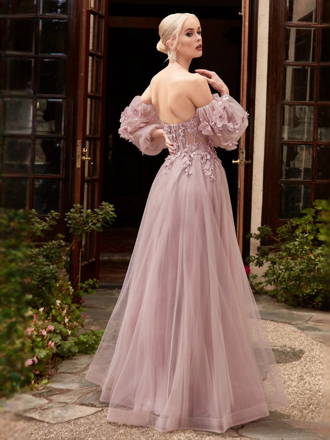 Slate Blue floor-length prom dress, alternate view showing the dress shape and hem