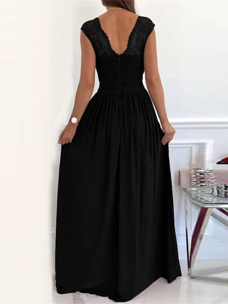 Pink floor-length prom dress, alternate view showing the dress shape and hem