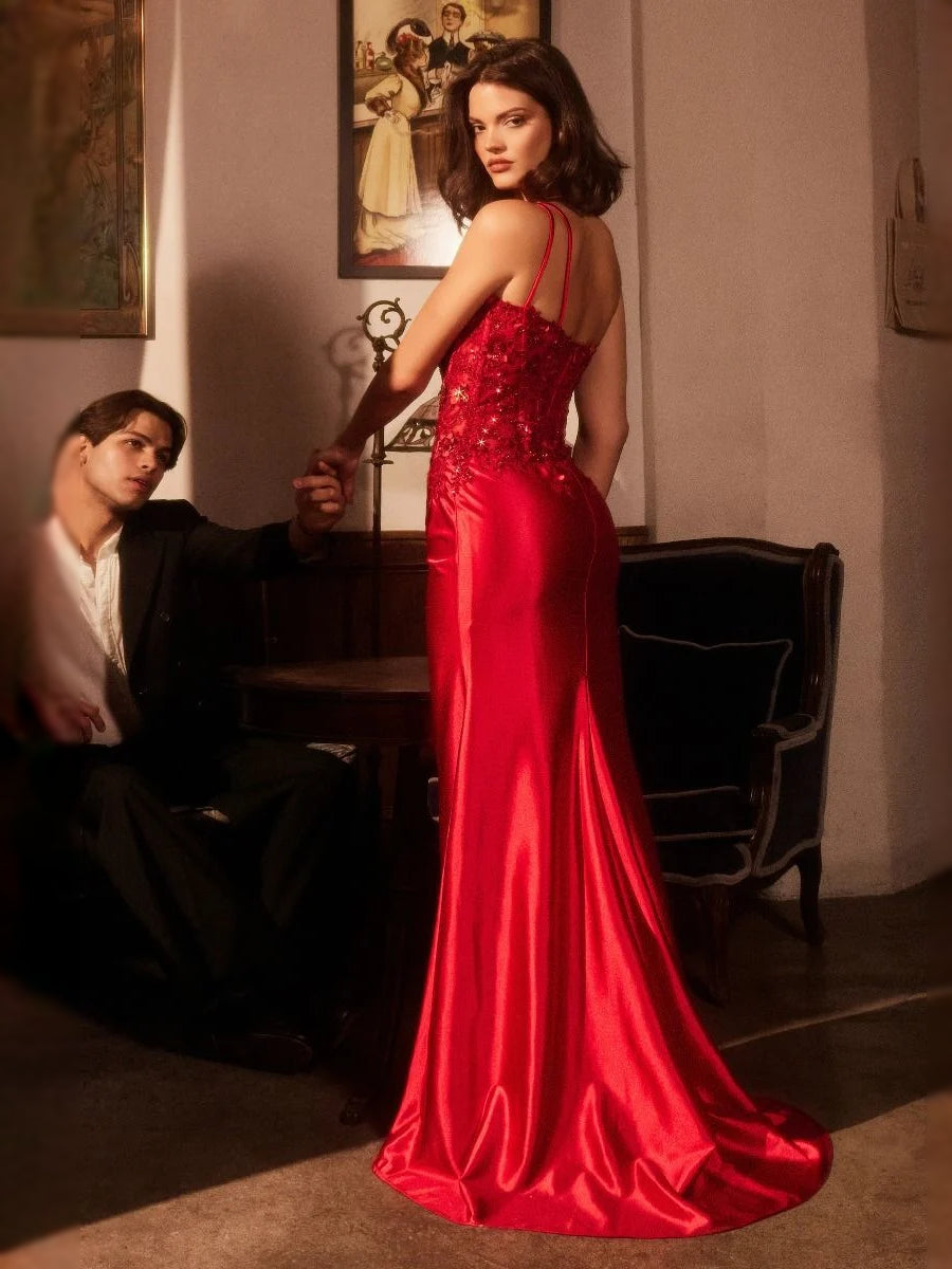 Black floor-length prom dress, alternate view showing the dress shape and hem