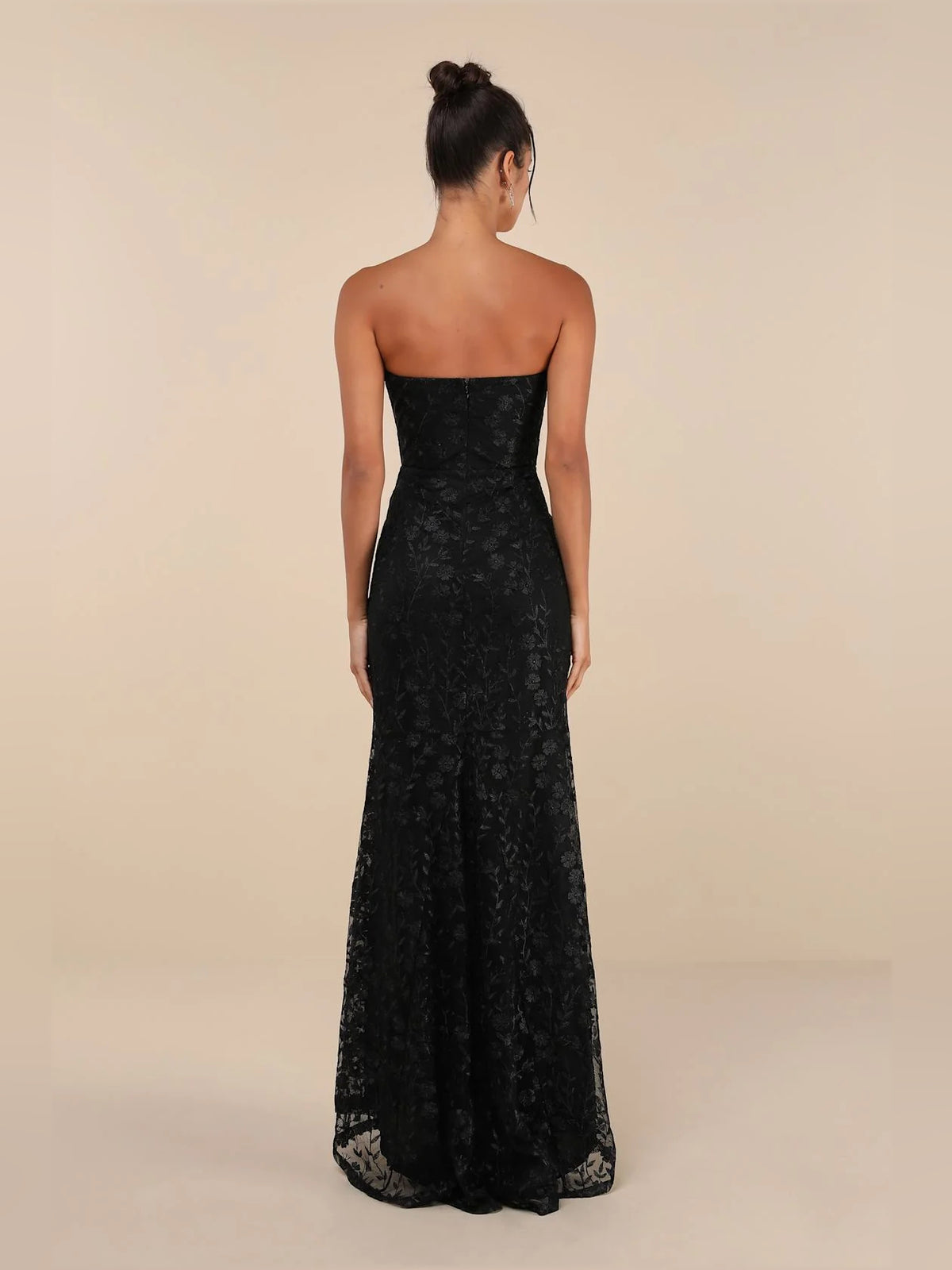 Red maxi prom dress, alternate view showing the dress shape and hem