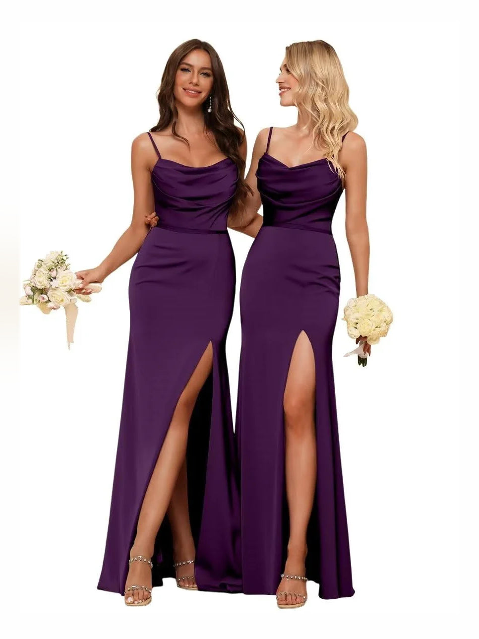 Grape floor-length bridesmaid dress, alternate view showing the dress shape and hem