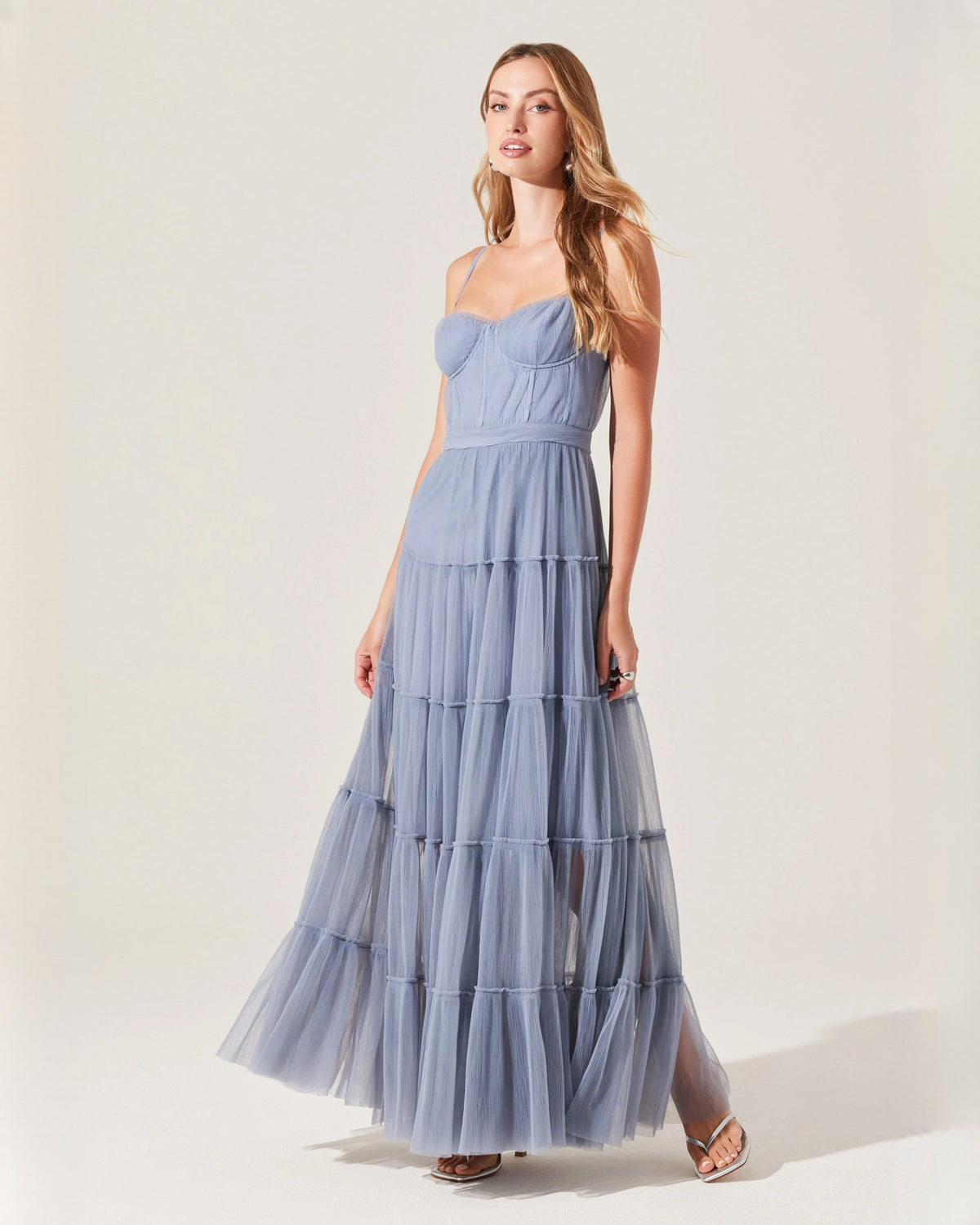 sweetheart mesh a-line maxi bridesmaid dress - image 3