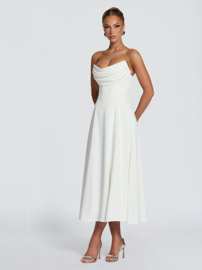 Ivory midi formal dress, alternate view showing the bodice