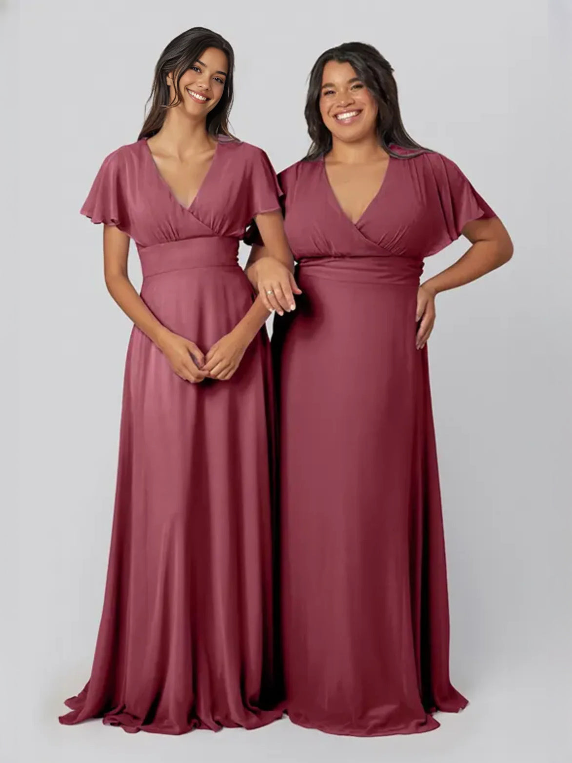 Orchid floor-length bridesmaid dress, alternate view showing the dress shape and hem
