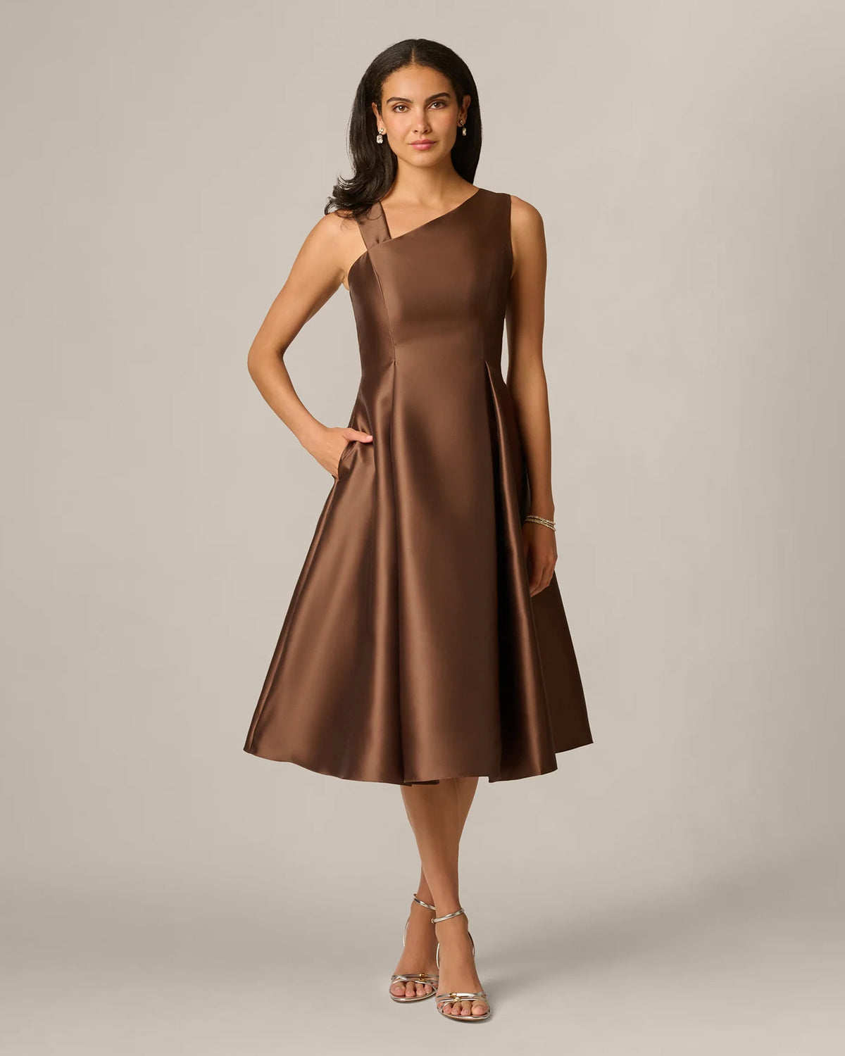 spaghetti strap fit-and-flare midi mother of the bride dress - image 3