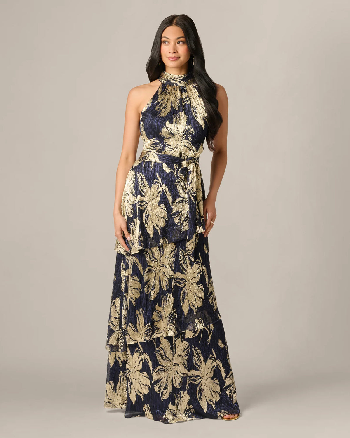 halter neck a-line maxi mother of the bride dress - image 3