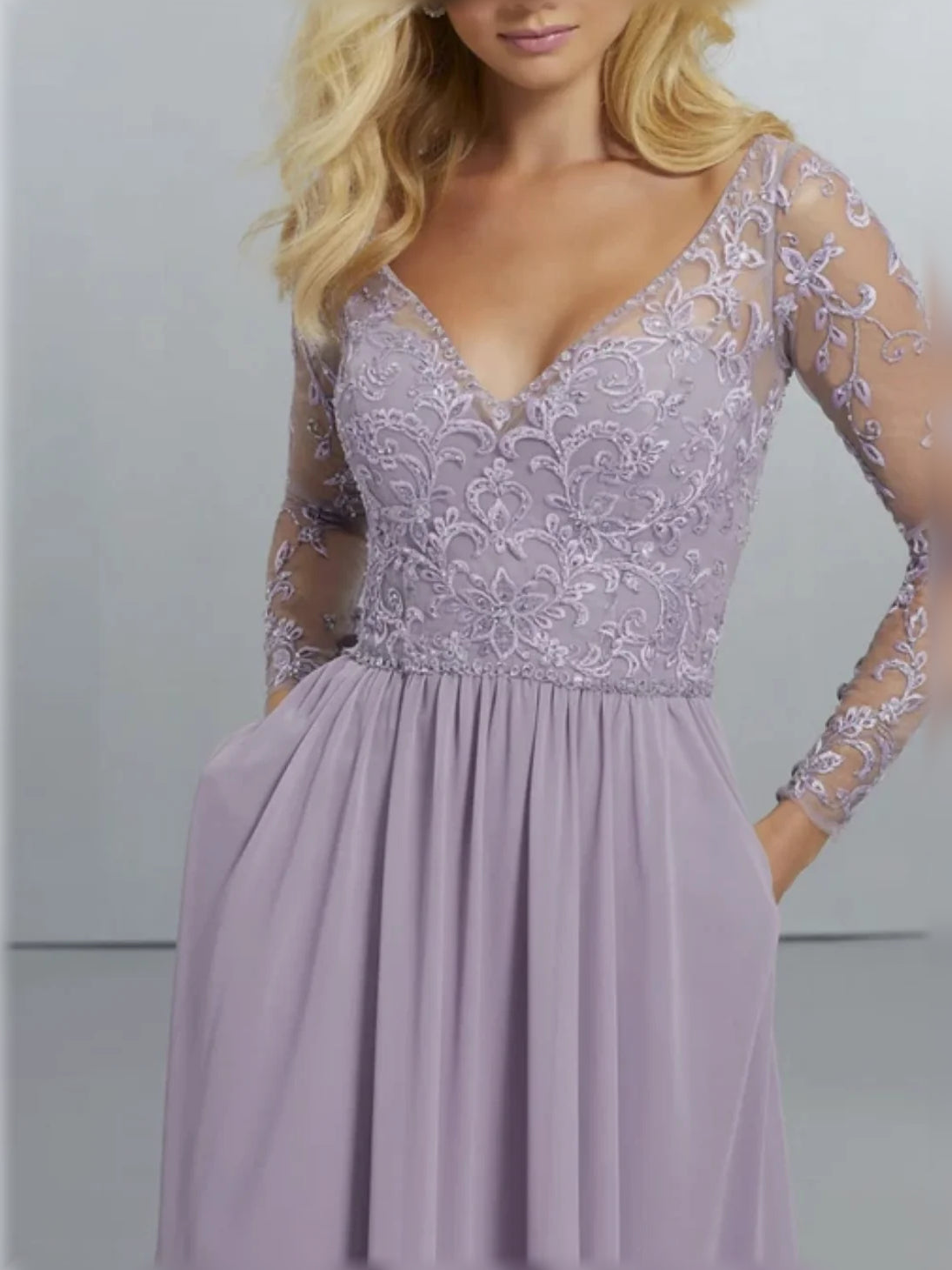 Wisteria floor-length bridesmaid dress, alternate view showing the dress shape and hem