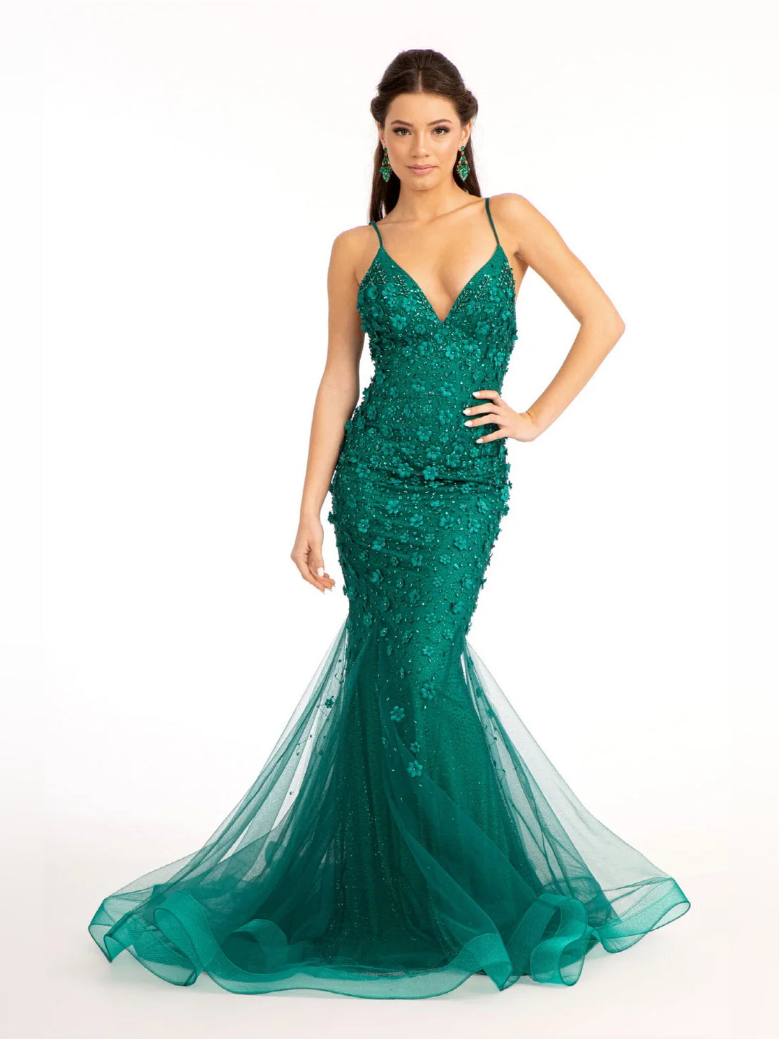 Emerald Green floor-length prom dress, alternate view showing the dress shape and hem