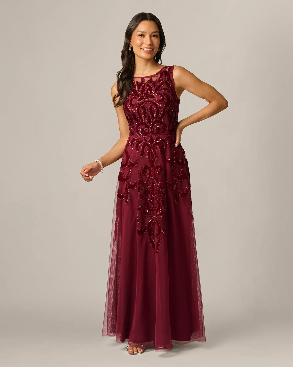 spaghetti strap a-line maxi mother of the bride dress - image 3