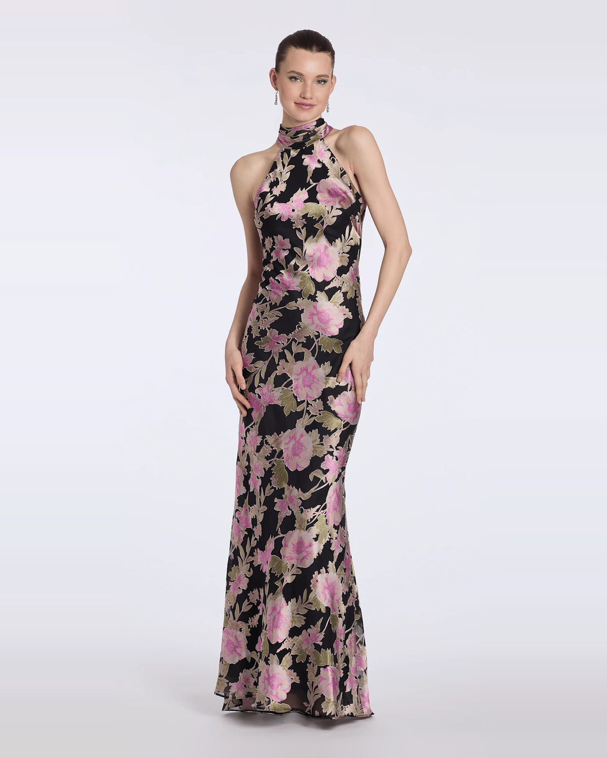 halter neck column maxi prom dress - image 3