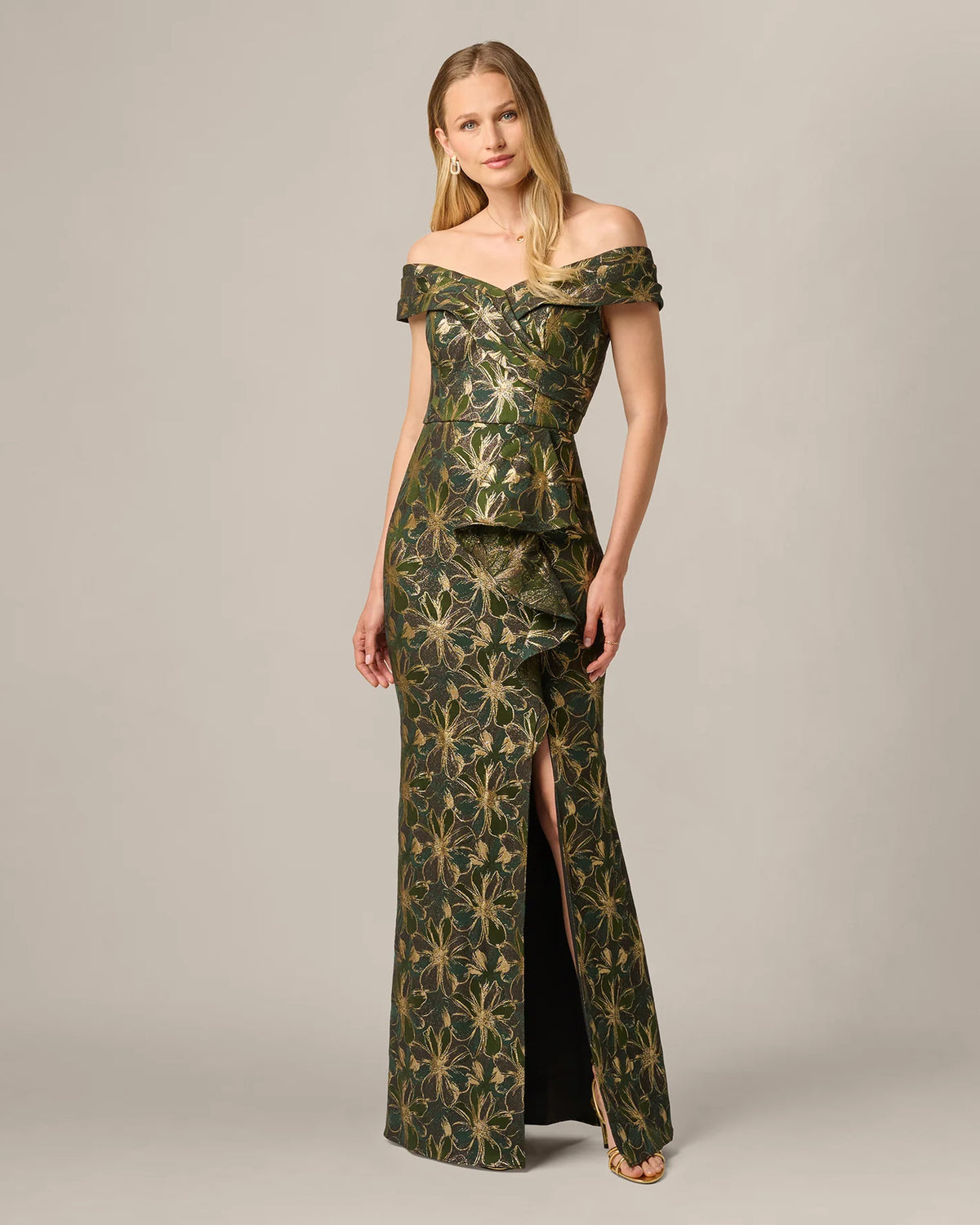 off-shoulder a-line maxi mother of the bride dress - image 3