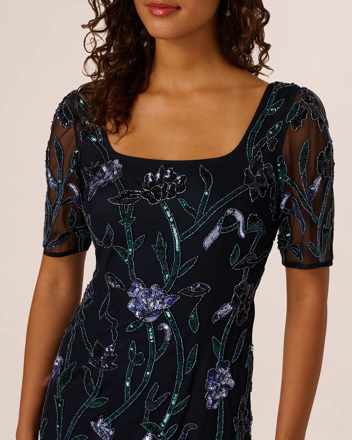 square neck a-line maxi mother of the bride dress - image 3
