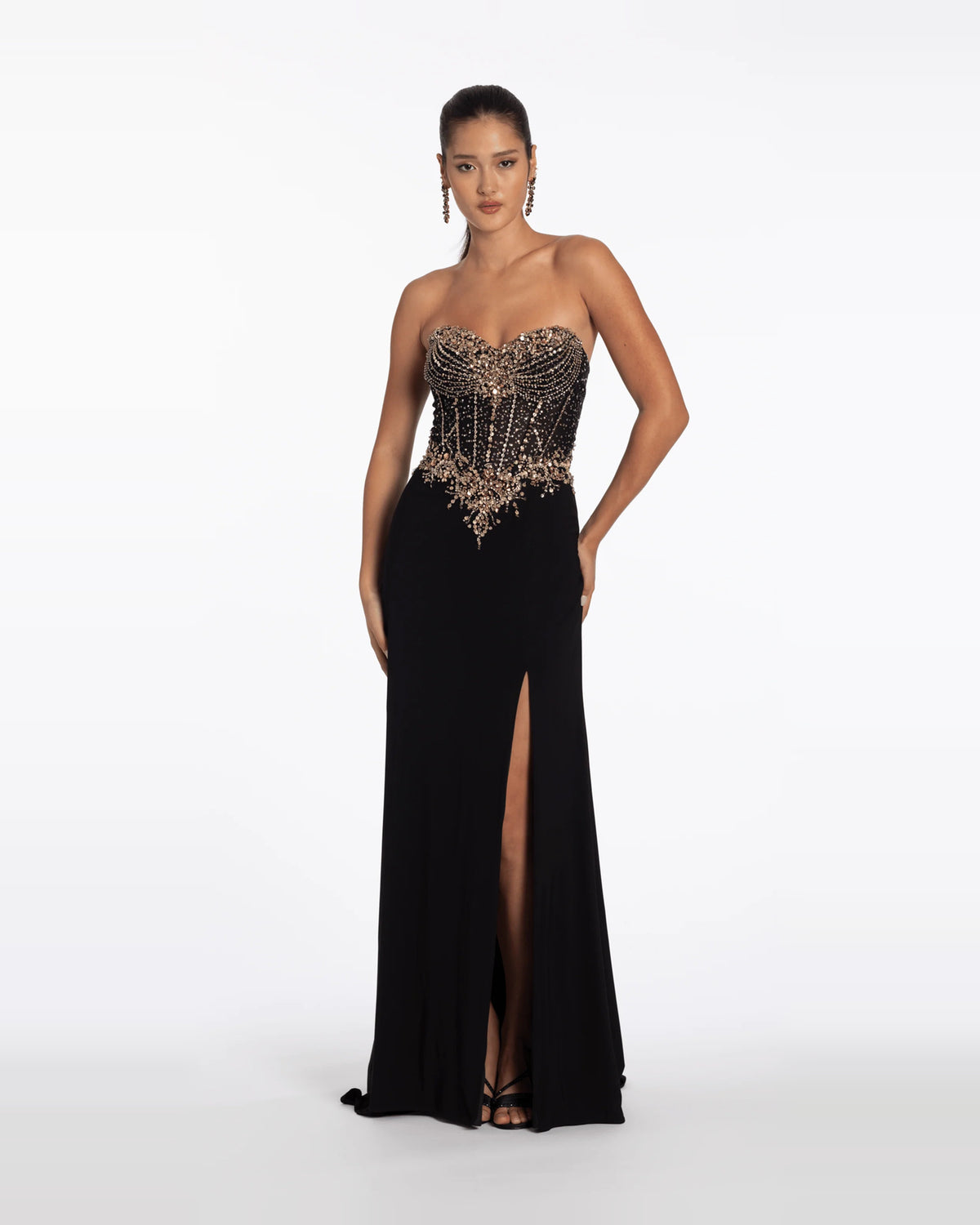 strapless column maxi prom dress - image 3