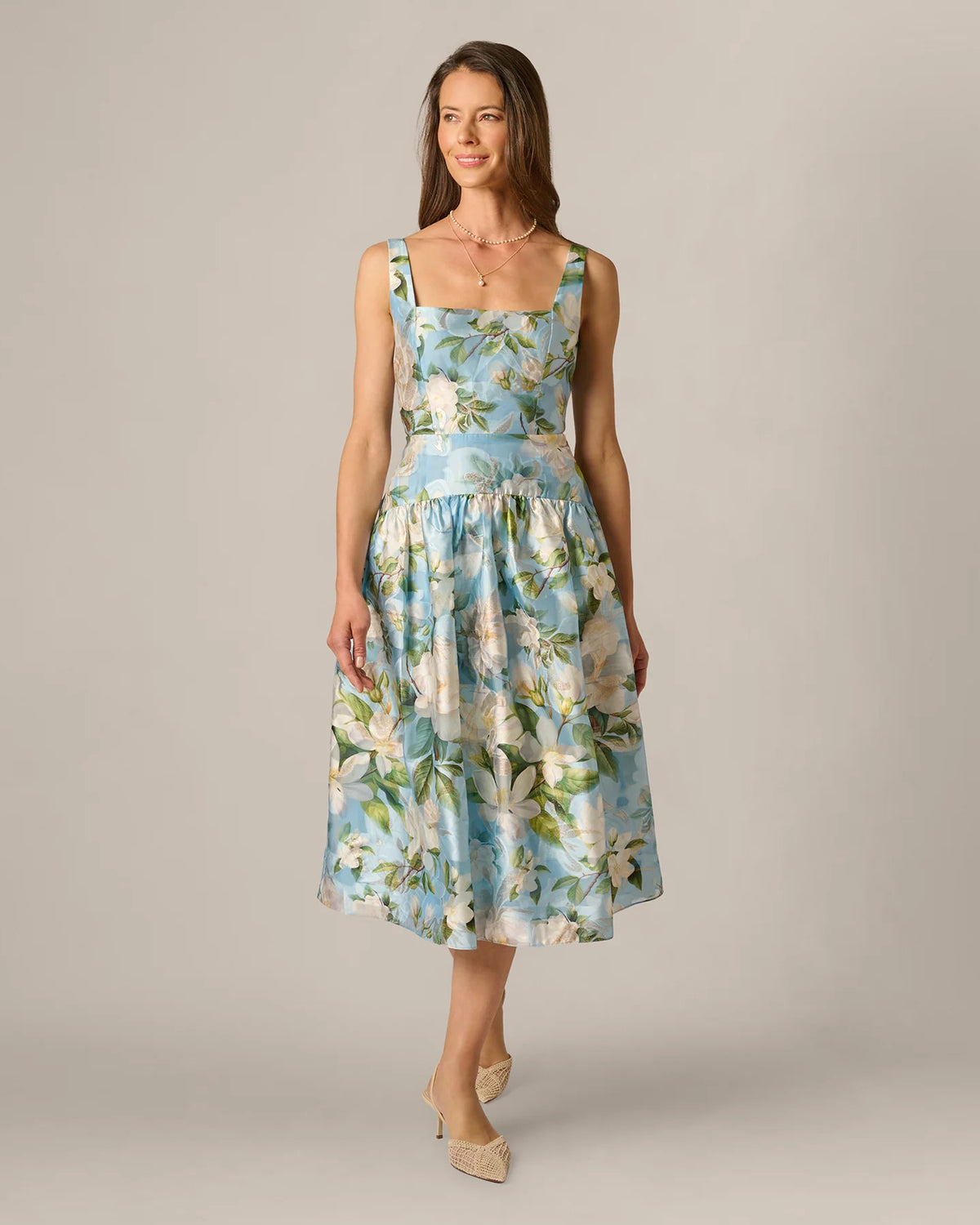 square neck a-line maxi mother of the bride dress - image 3