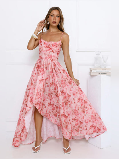 Pink midi formal dress, alternate view showing the bodice