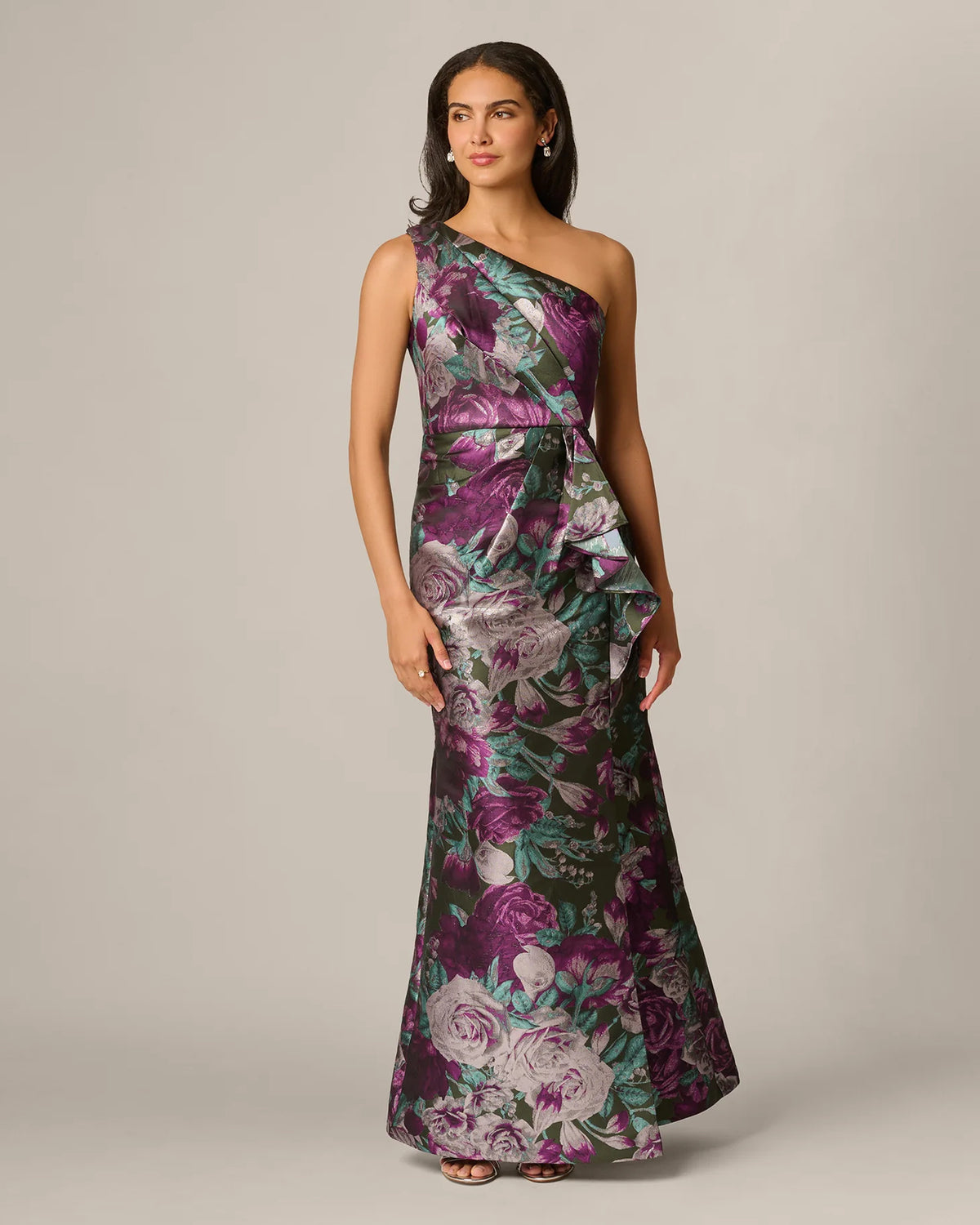 one-shoulder mermaid maxi mother of the bride dress - image 3