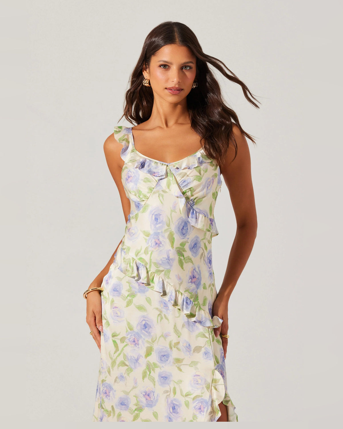 spaghetti strap a-line midi formal dress - image 3