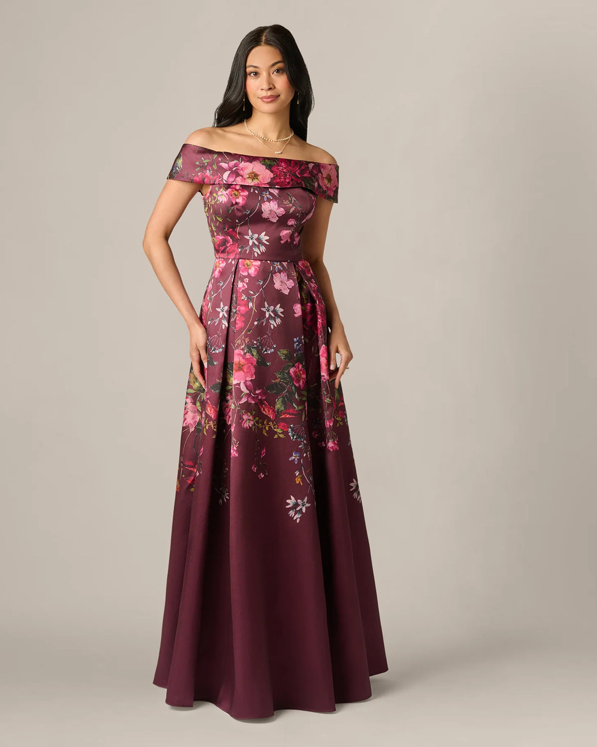 off-shoulder a-line maxi mother of the bride dress - image 3