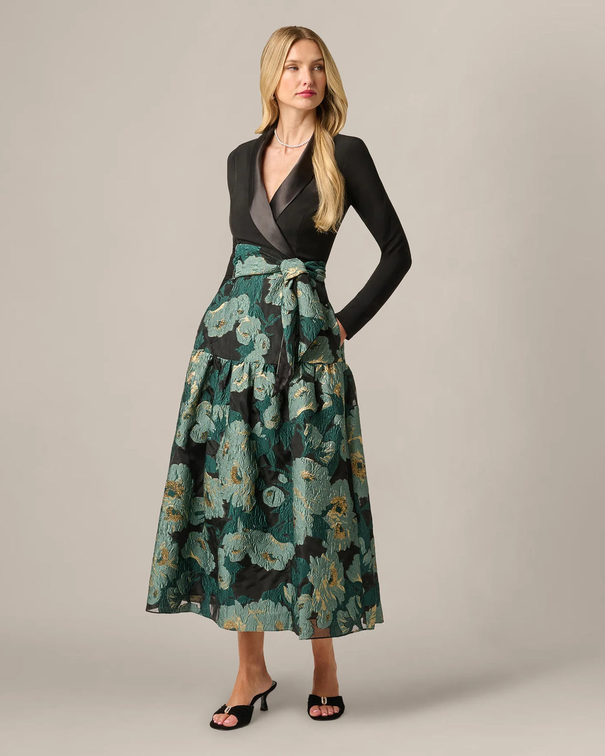 spaghetti strap a-line maxi mother of the bride dress - image 3