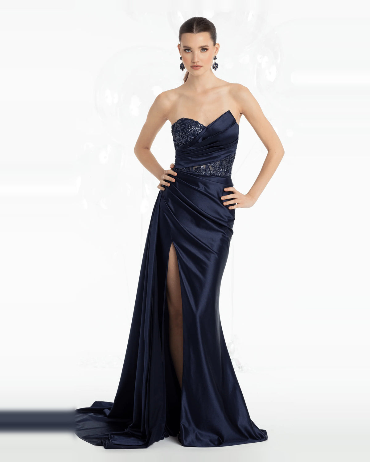 strapless column maxi prom dress - image 3