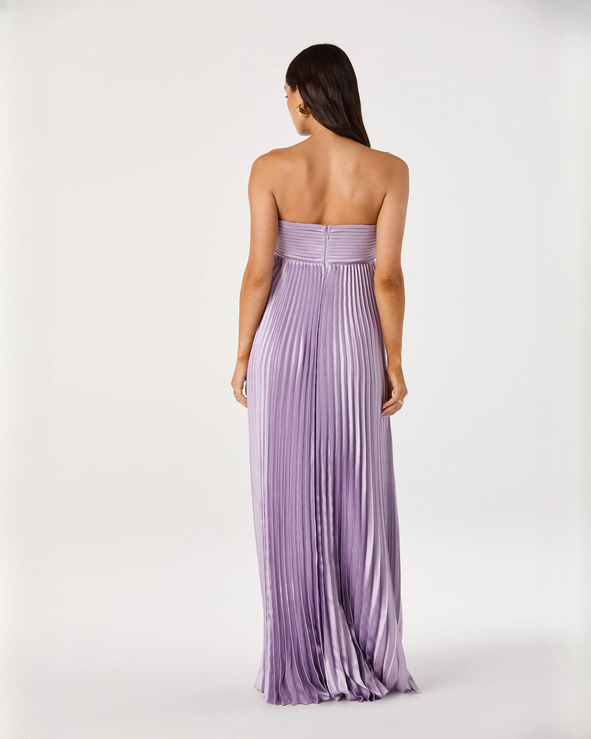 strapless chiffon a-line maxi bridesmaid dress - image 3