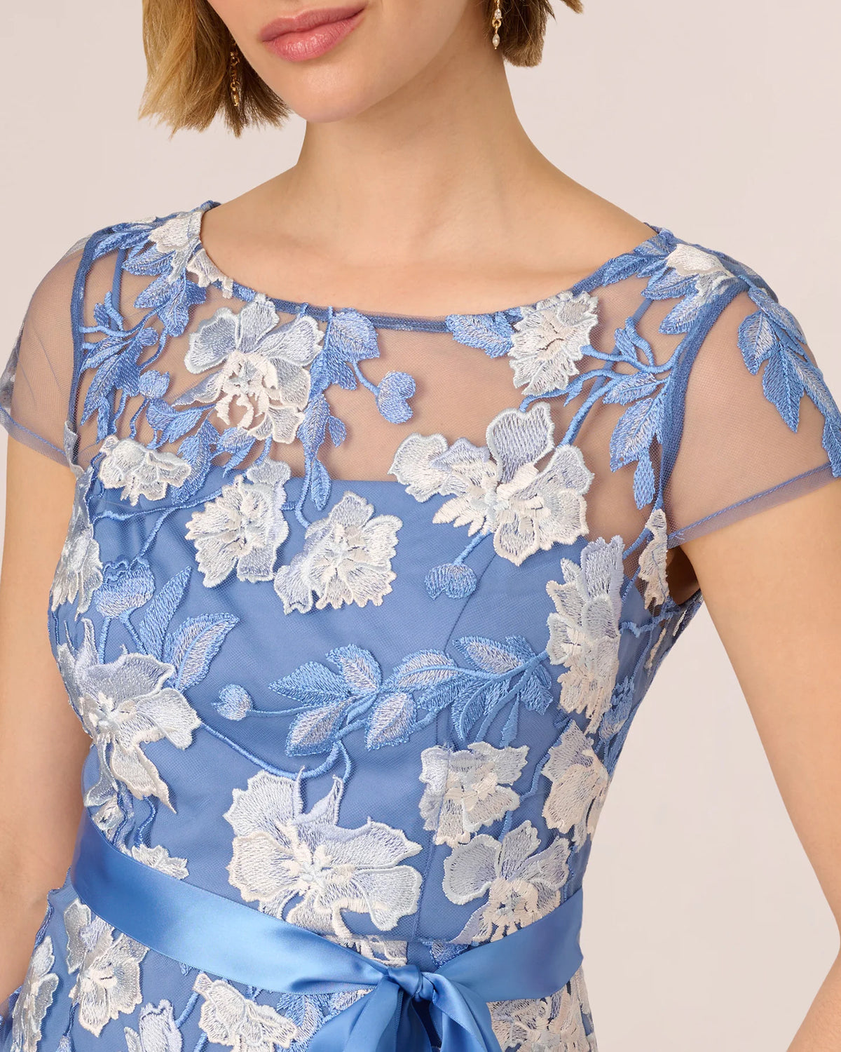 short-sleeve a-line maxi mother of the bride dress - image 3