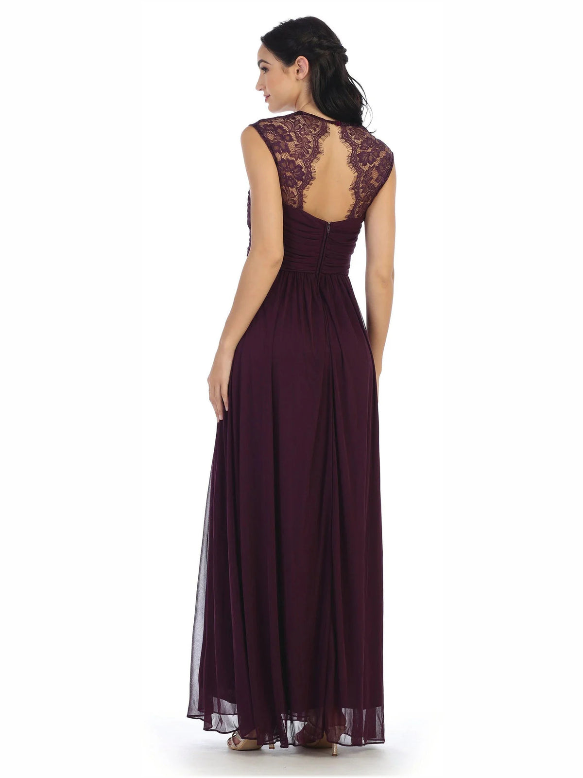 Black maxi bridesmaid dress, alternate view showing the dress shape and hem