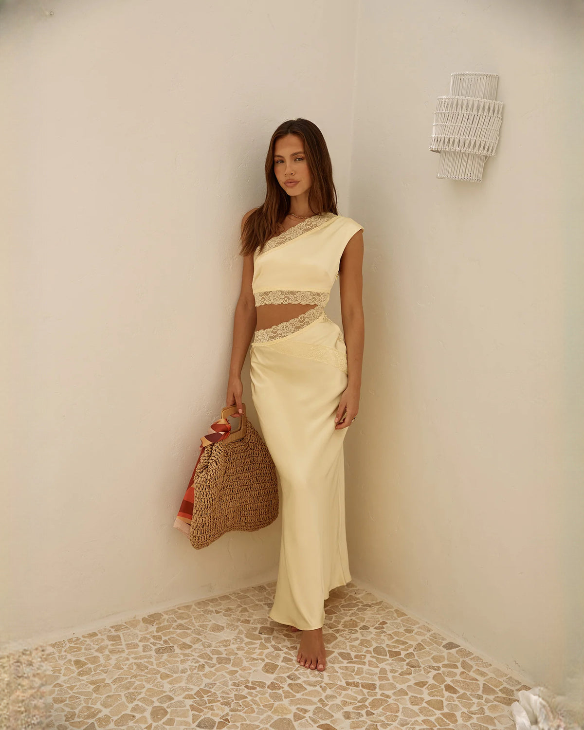 sleeveless structured satin a-line maxi bridesmaid dress - image 3