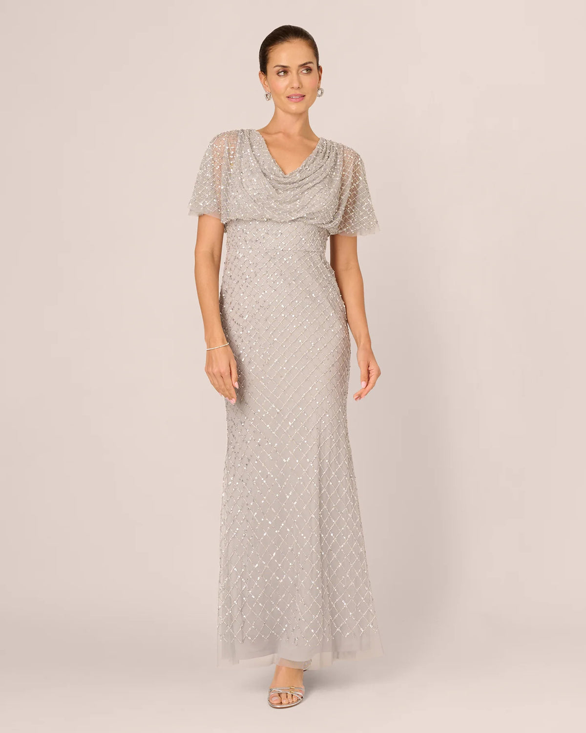 cowl neck a-line maxi mother of the bride dress - image 3