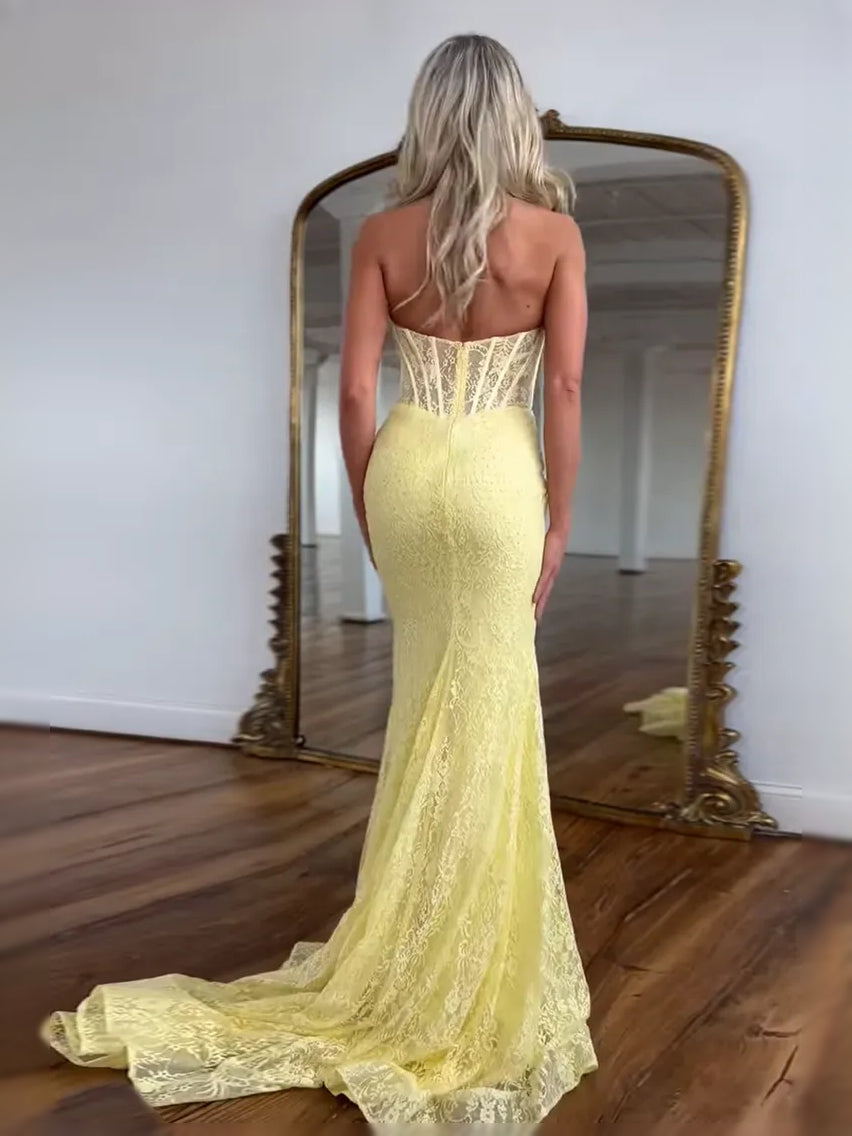 Daffodil maxi prom dress, back view showing the rear of the dress from another angle