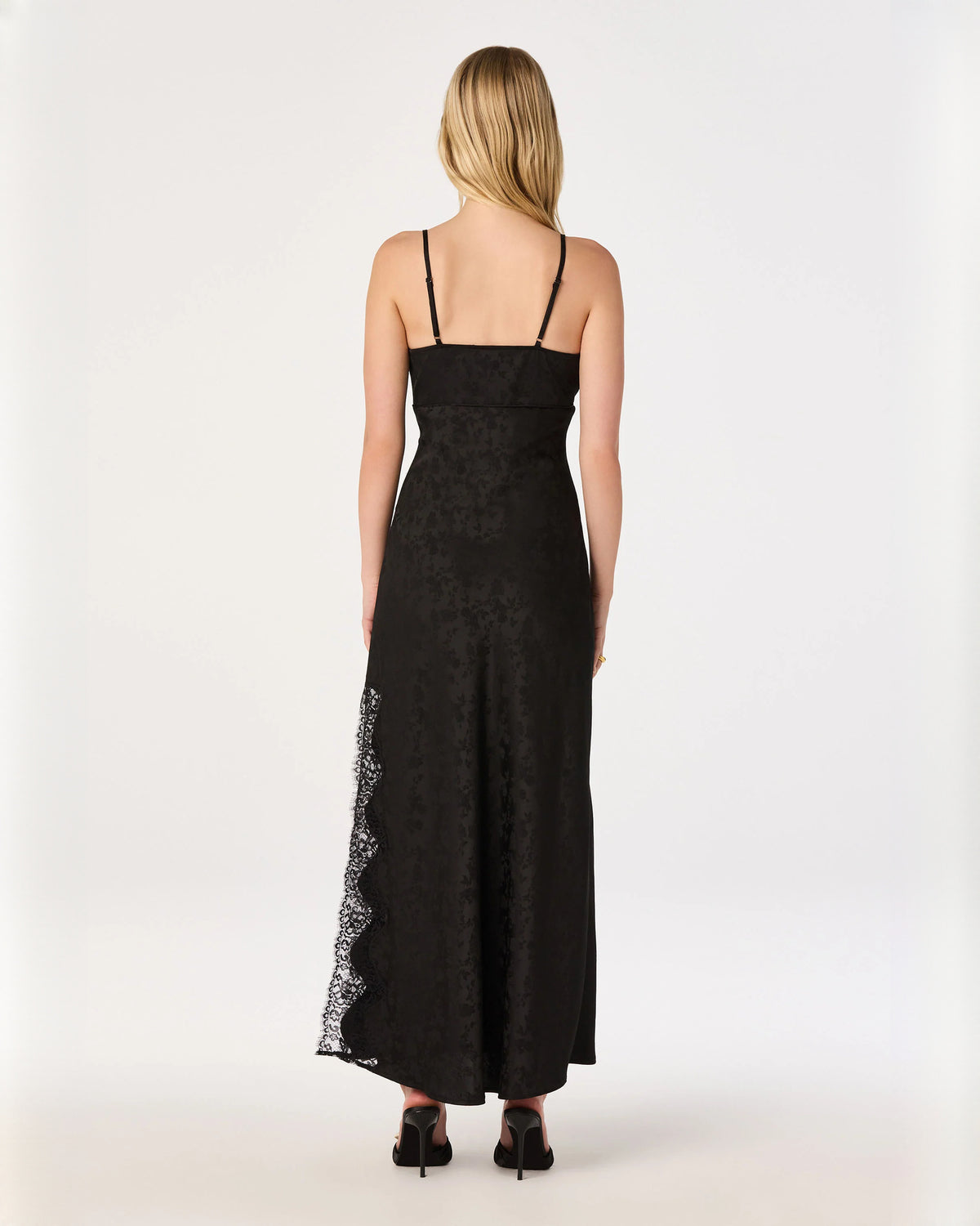 sleeveless mesh a-line maxi bridesmaid dress - image 3