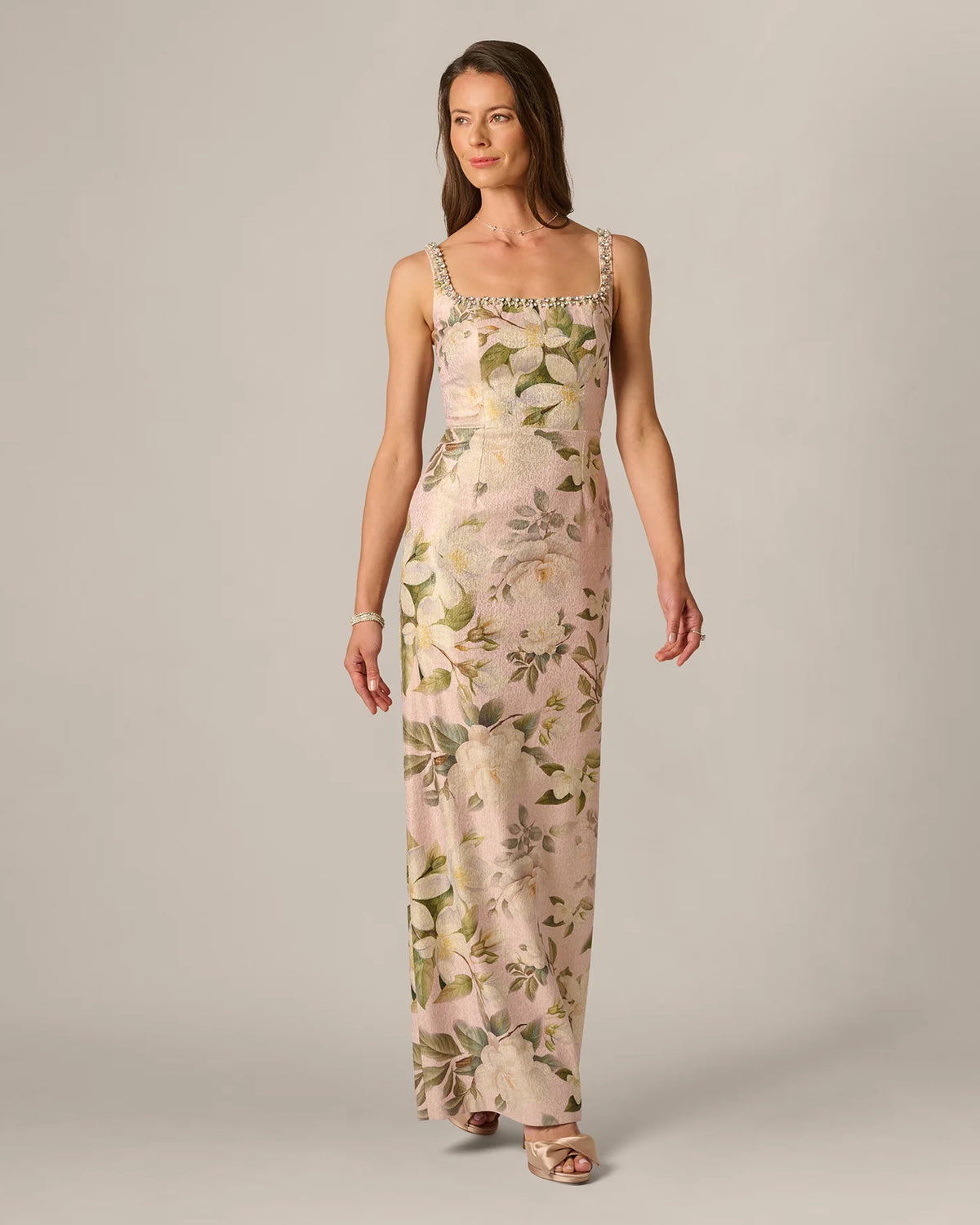 square neck a-line maxi mother of the bride dress - image 3