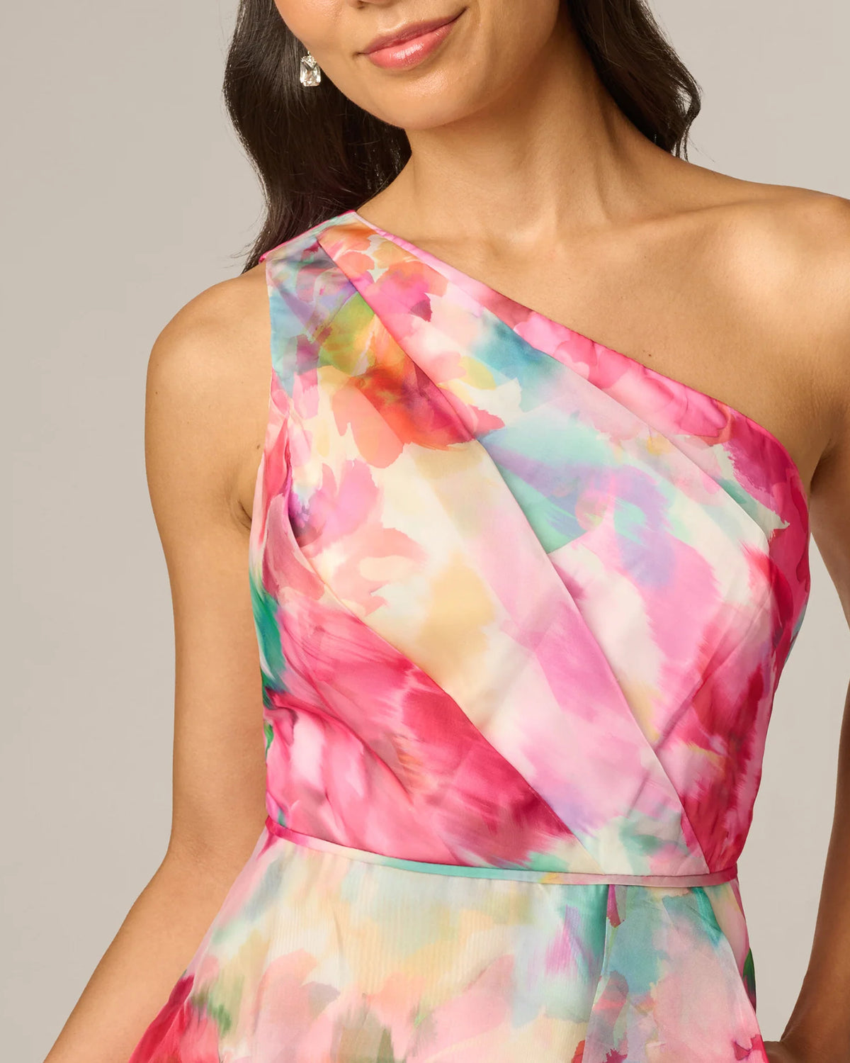 one-shoulder a-line midi mother of the bride dress - image 3