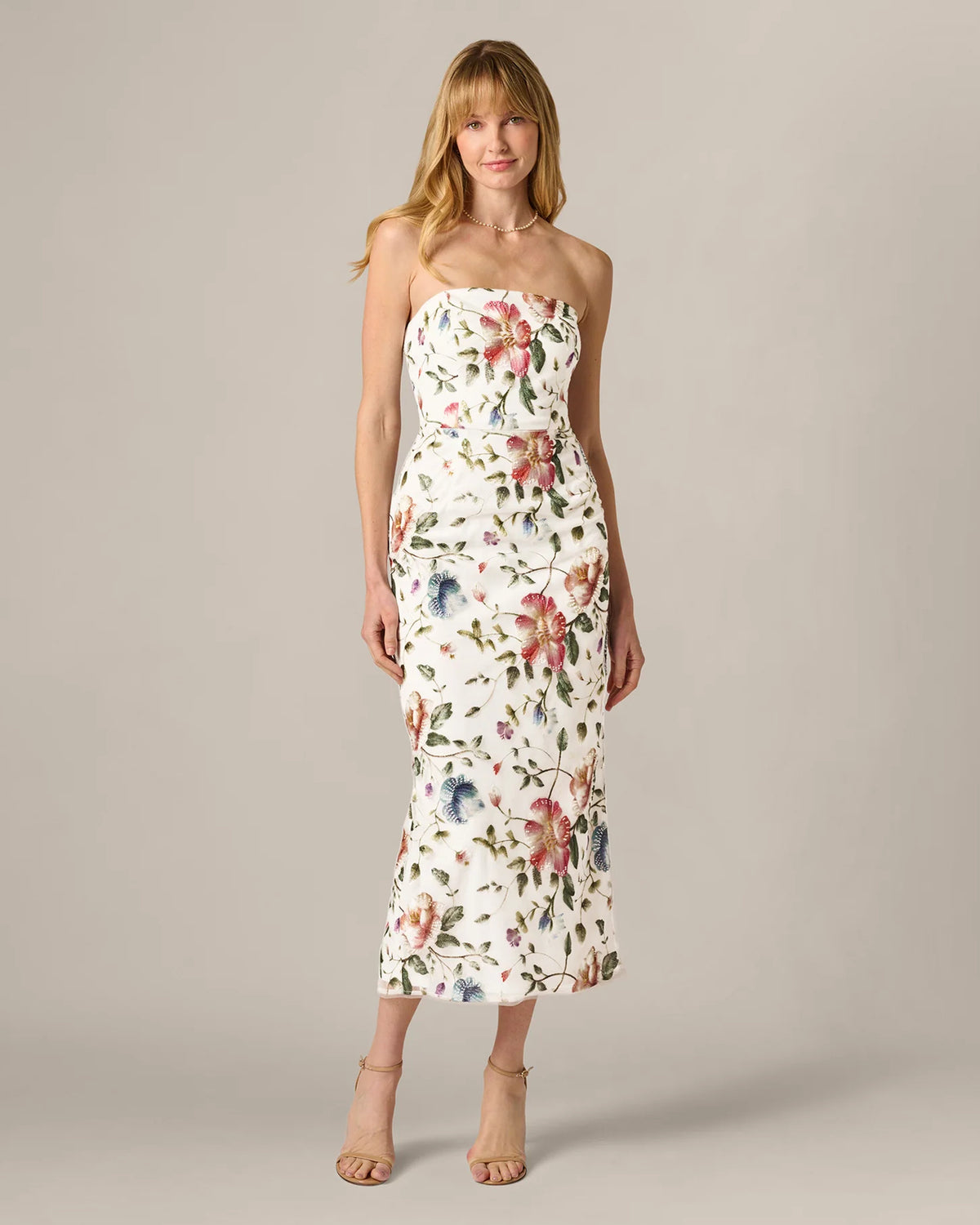 strapless a-line midi mother of the bride dress - image 3