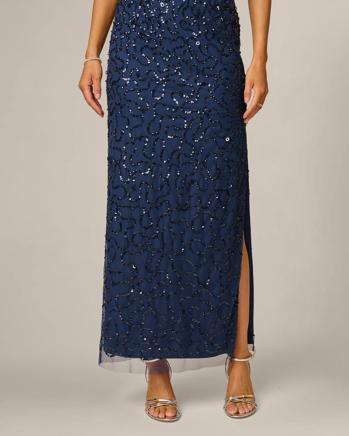 spaghetti strap a-line maxi mother of the bride dress - image 3