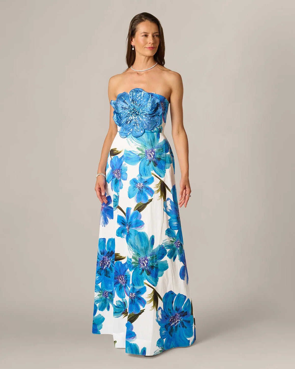 strapless a-line maxi mother of the bride dress - image 3