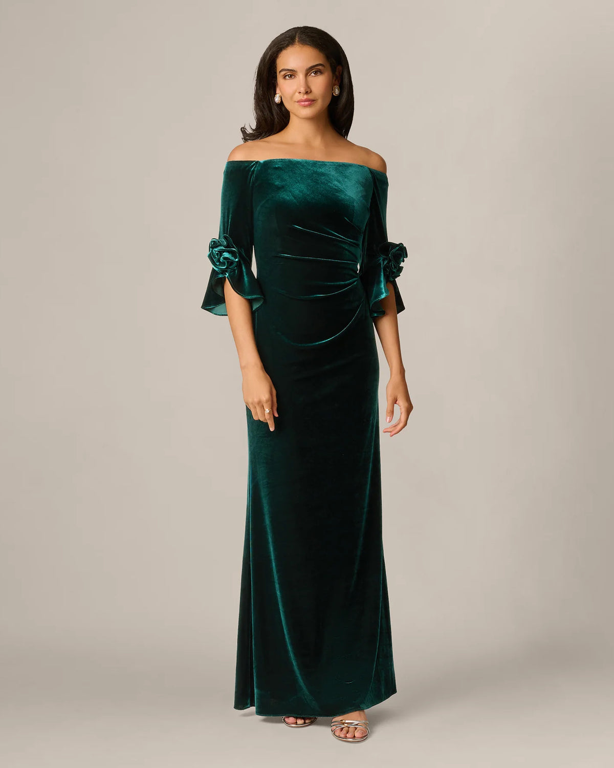 off-shoulder a-line maxi mother of the bride dress - image 3