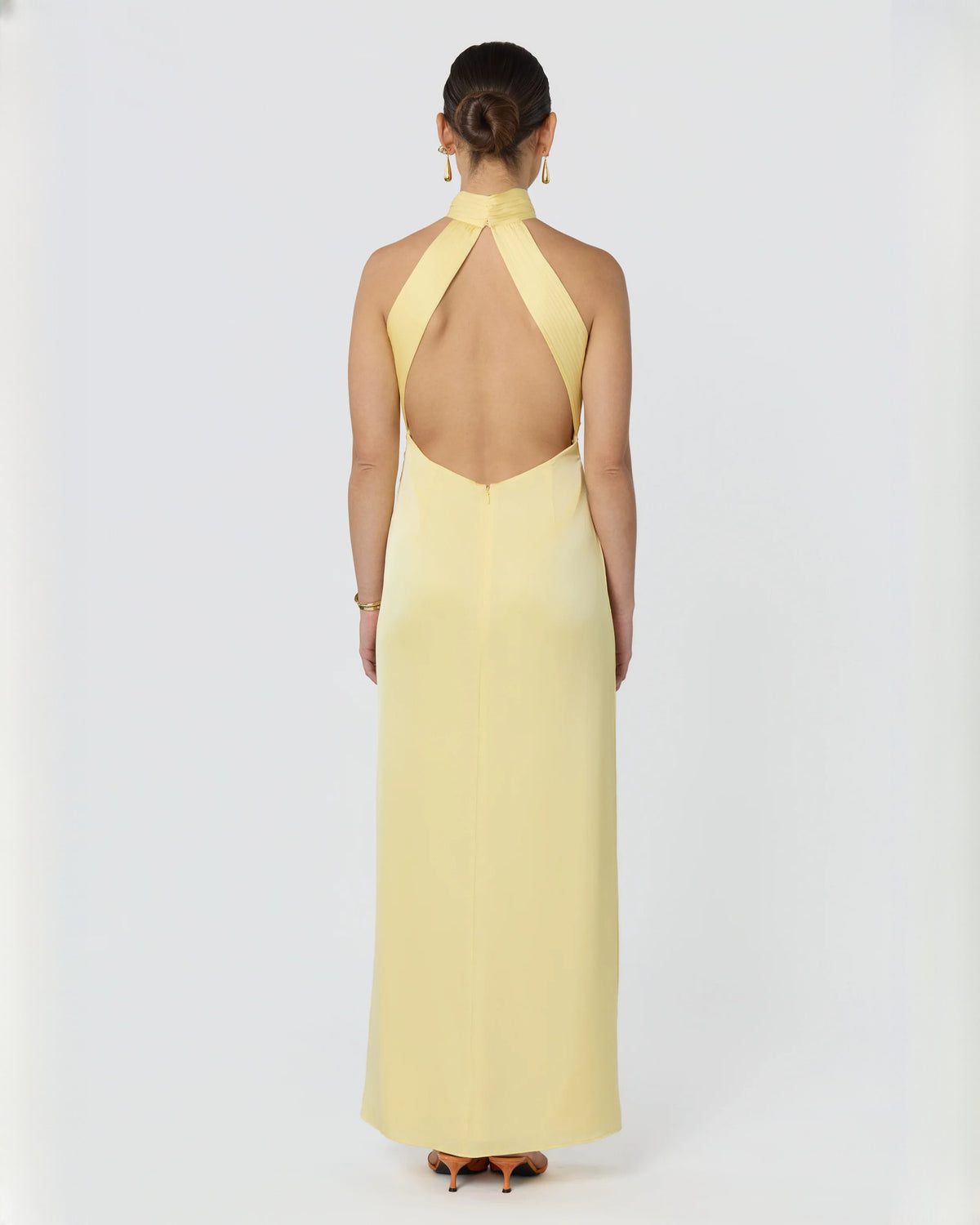 halter neck satin a-line maxi bridesmaid dress - image 3