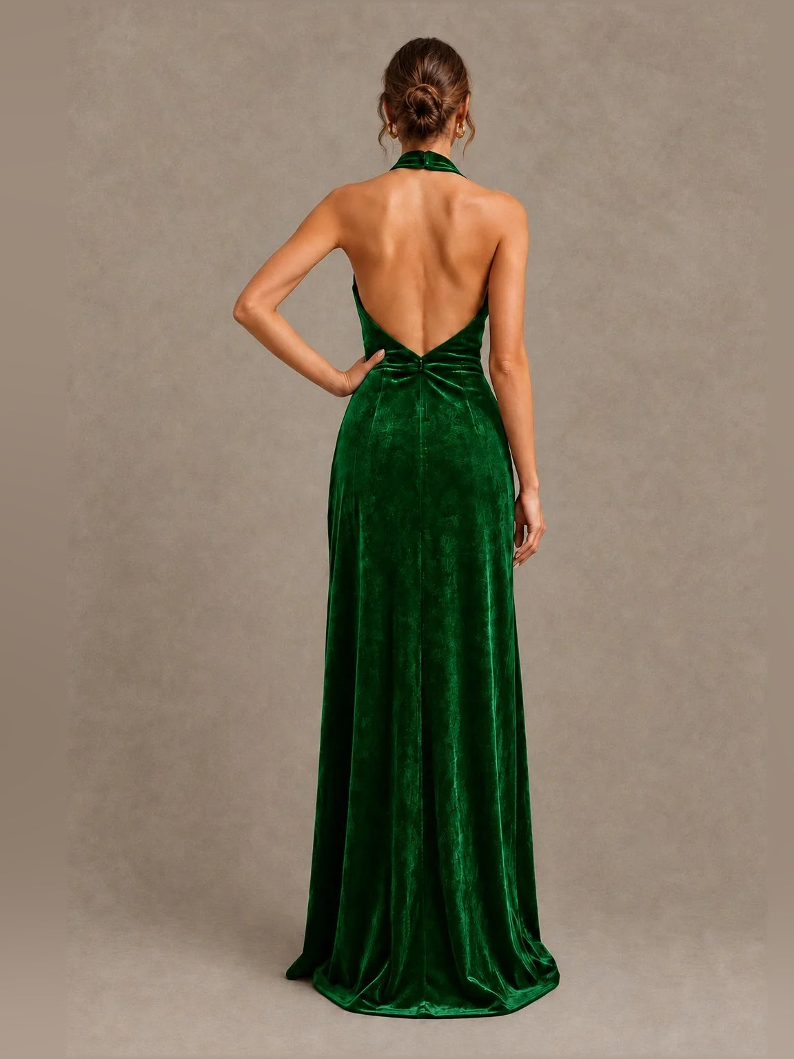Emerald Green floor-length bridesmaid dress, alternate view showing the dress shape and hem