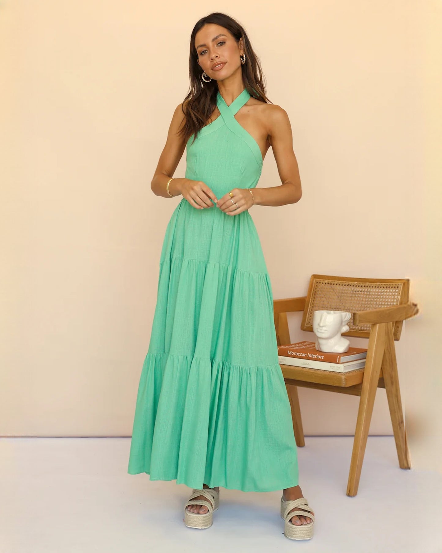 sleeveless chiffon a-line maxi bridesmaid dress - image 3